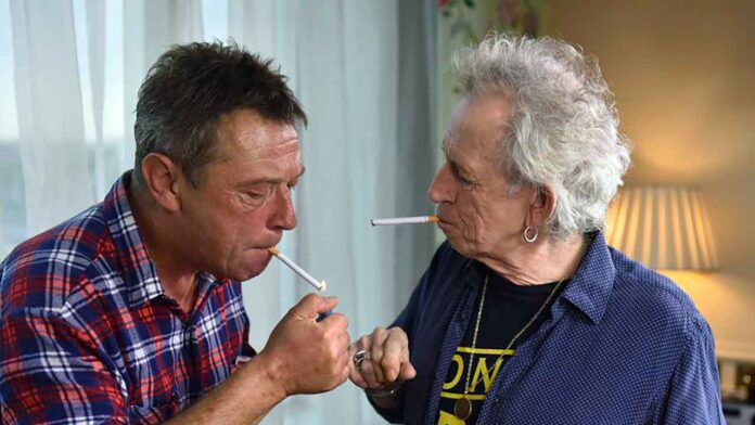 Andy Kershaw con Keith Richards dei Rolling Stones
